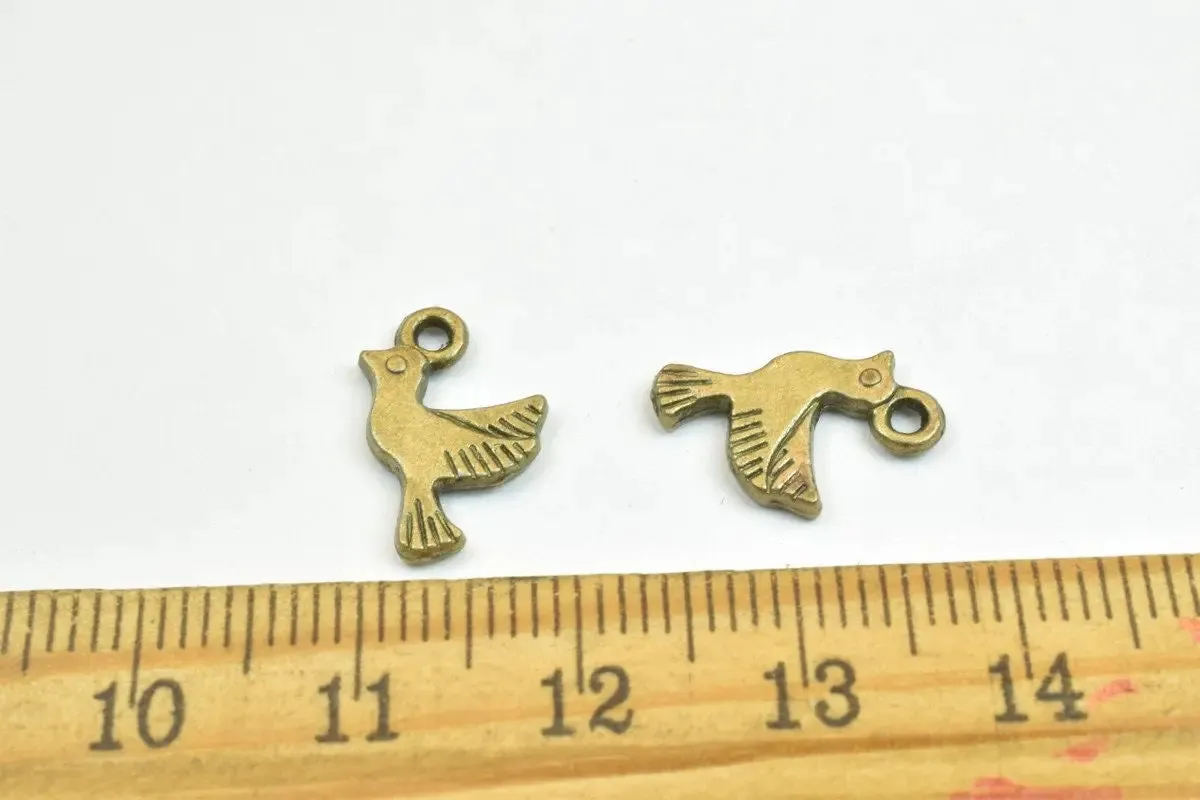 18 PCs Bird Charm Antique Green Alloy Size 14.5x9mm Thickness 1.5mm Jump Ring 1.5mm Decorative Design Jewelry Making