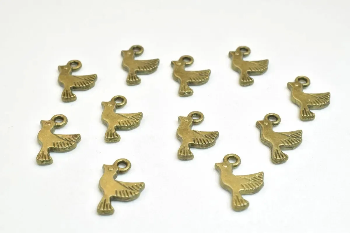 18 PCs Bird Charm Antique Green Alloy Size 14.5x9mm Thickness 1.5mm Jump Ring 1.5mm Decorative Design Jewelry Making