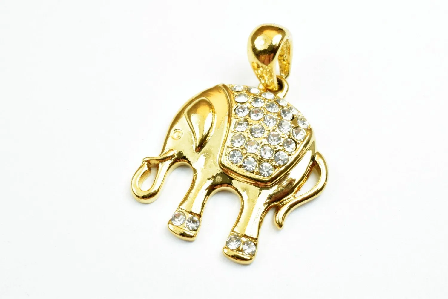 18K as Gold Filled* Elephant Pendant Charm Size 28x23.5mm With CZ Cubic Zirconia Stone as Gold Filled* Pendant For Jewelry Making GP138