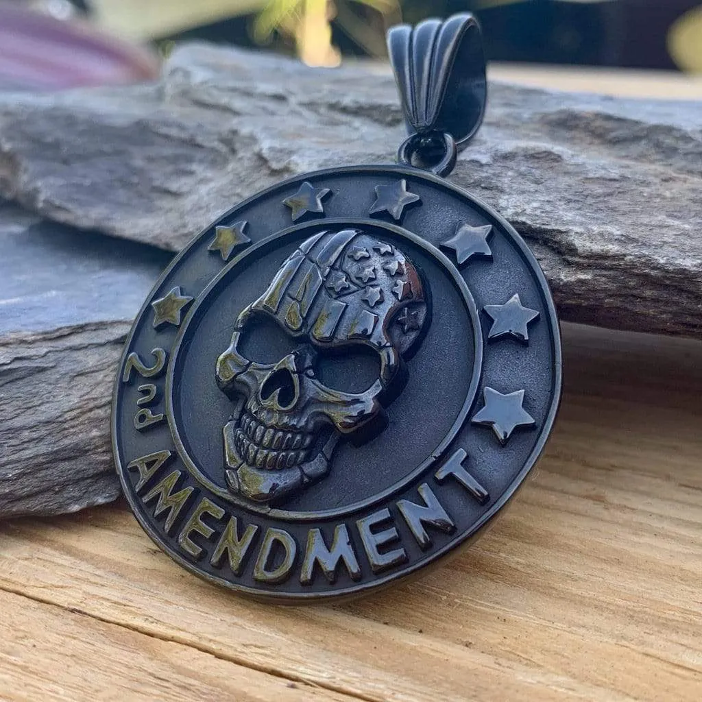 2nd Amendment Black Pendant - Necklace (296)