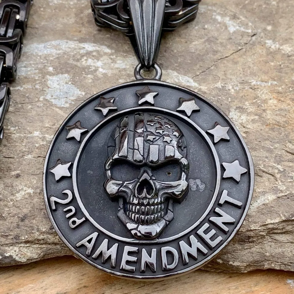 2nd Amendment Black Pendant - Necklace (296)