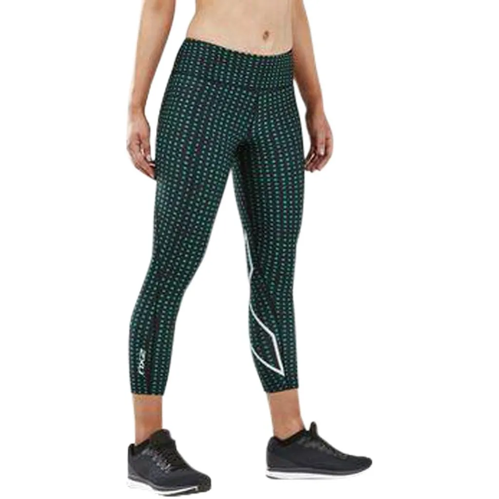 2XU Print Mid-Rise Comp 7/8 Tights Golf Green Urban Grid / White