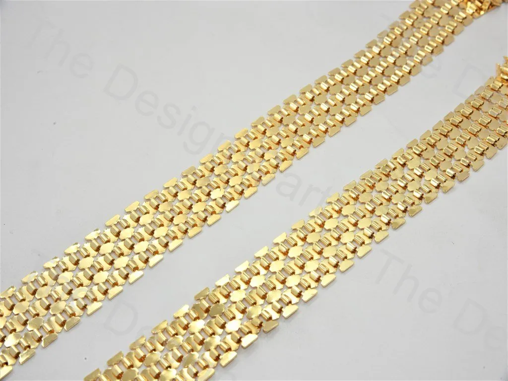 3 Row Belt Design Golden Metal Chain