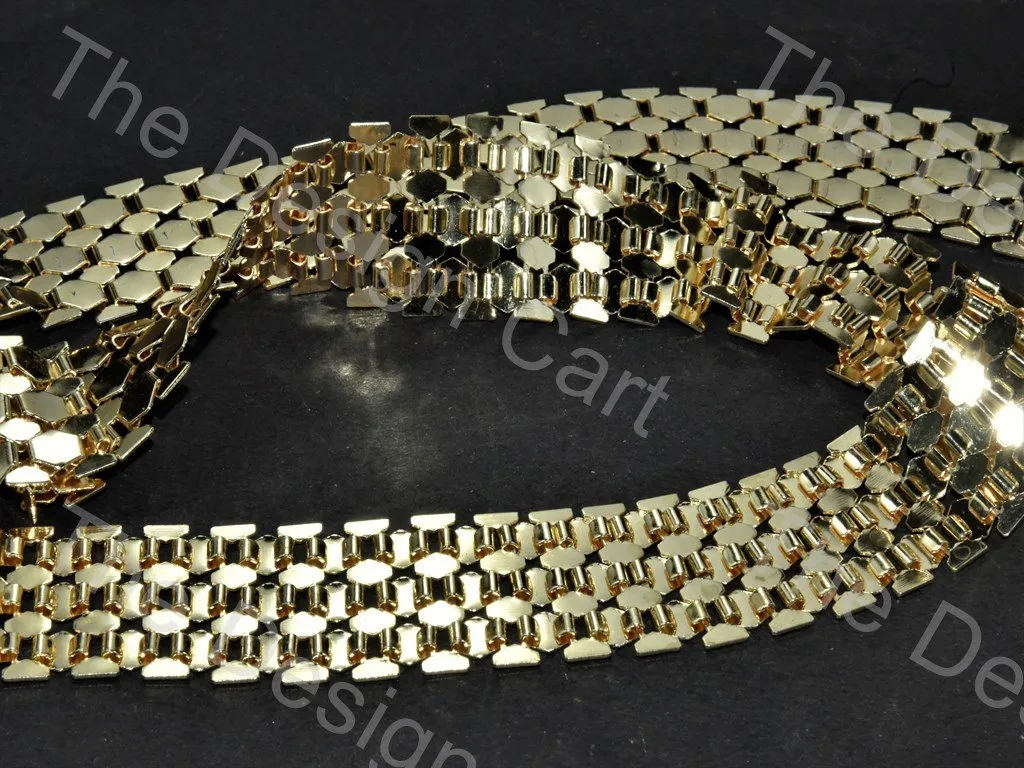 3 Row Belt Design Golden Metal Chain