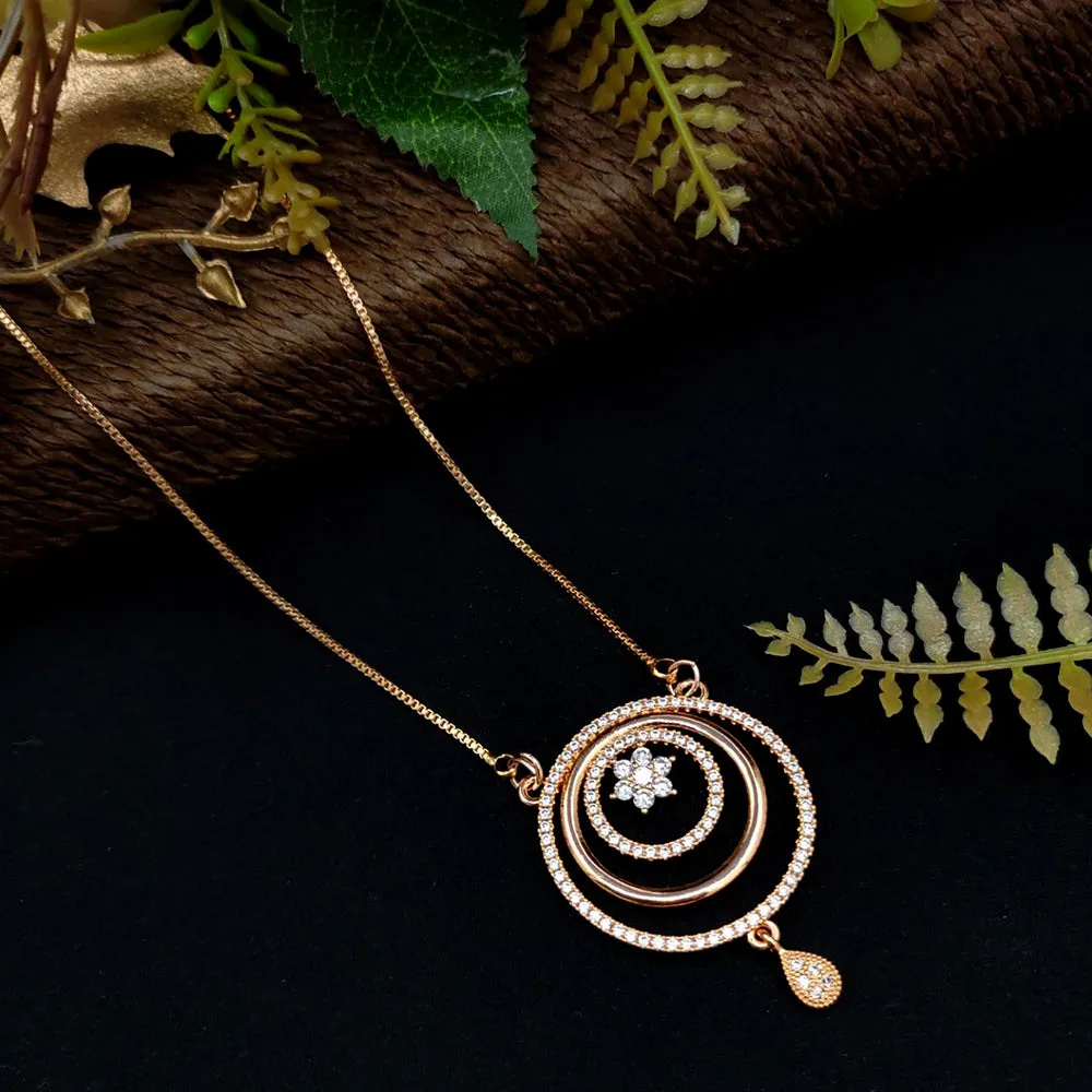 Aamrapali Rose Gold Plated AD Pendant Set