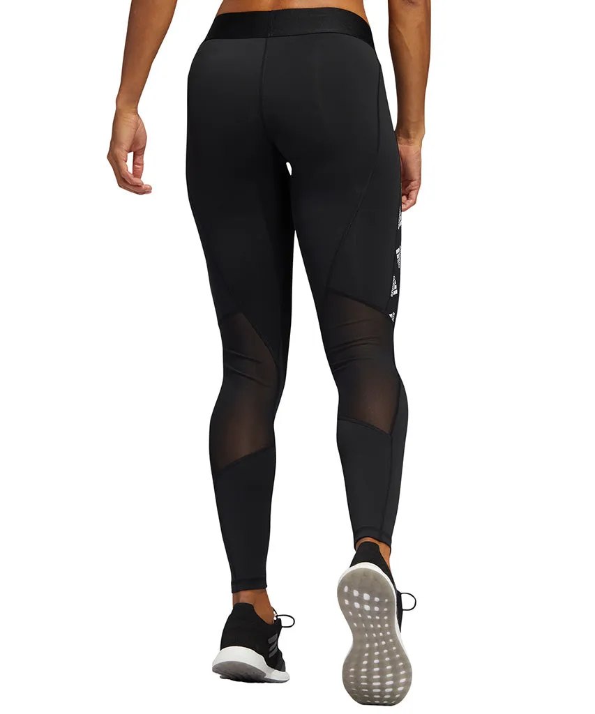 ADIDAS WOMEN'S ALPHASKIN BADGE OF SPORT TIGHTS - BLACK/WHITE