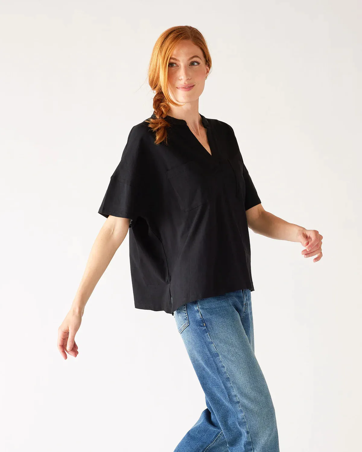 Amelia Pocket Tee in Black