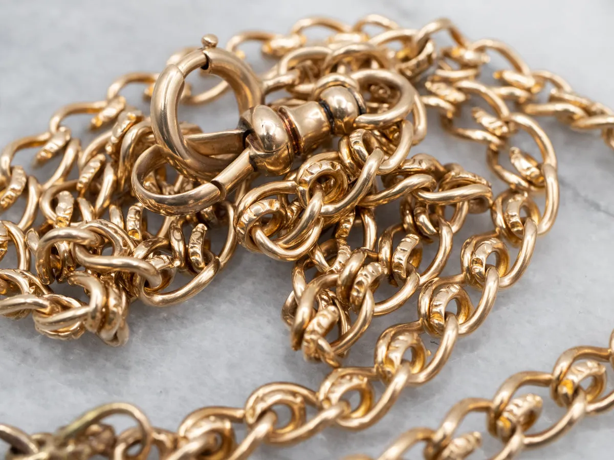 Antique Gold Fancy Etched Watch Chain