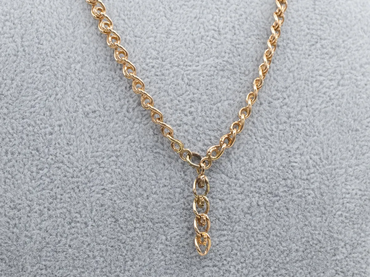 Antique Gold Fancy Etched Watch Chain