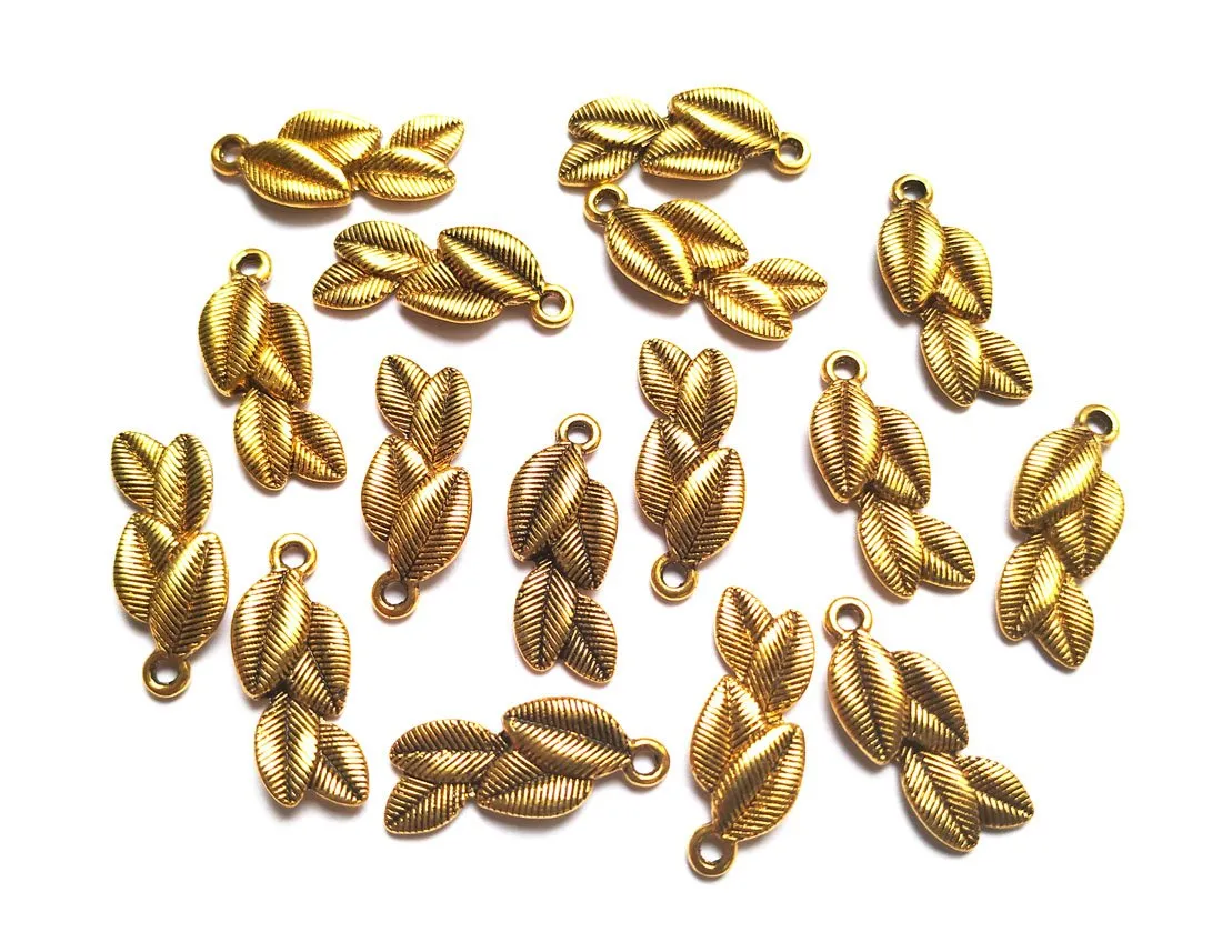 Antique Golden Leaf Bunch Charms