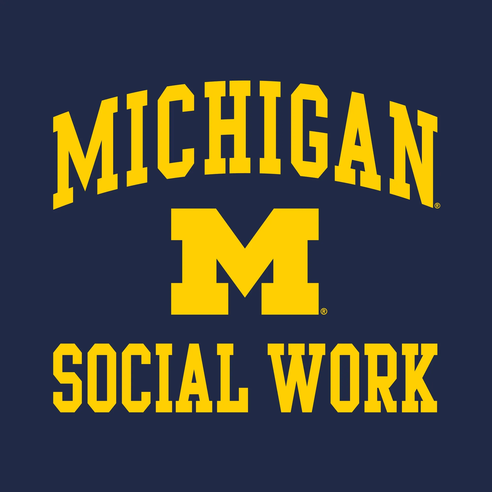 Arch Logo Social Work University of Michigan Basic Cotton Short Sleeve T-Shirt - Navy