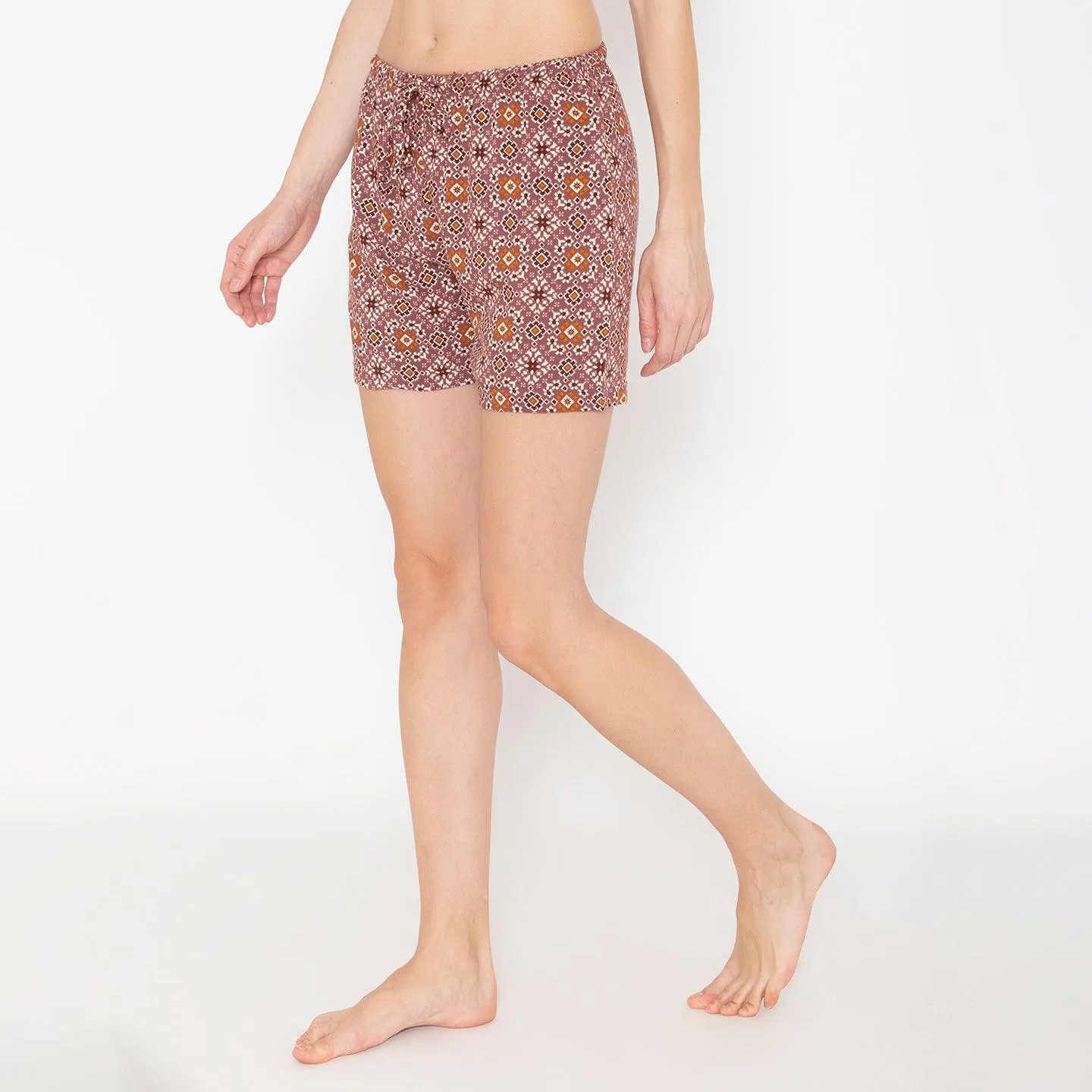 Athleisure Floral - Print Knitted Shorts For Women