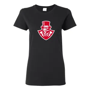 Austin Peay State University Governors Primary Logo Cotton Women's T-Shirt - Black