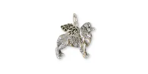 Australian Shepherd Angel Charm Jewelry Sterling Silver Handmade Dog Charm AU15-AC