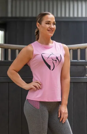 Bare Equestrian Womens Pink Tank Top with Black Logo