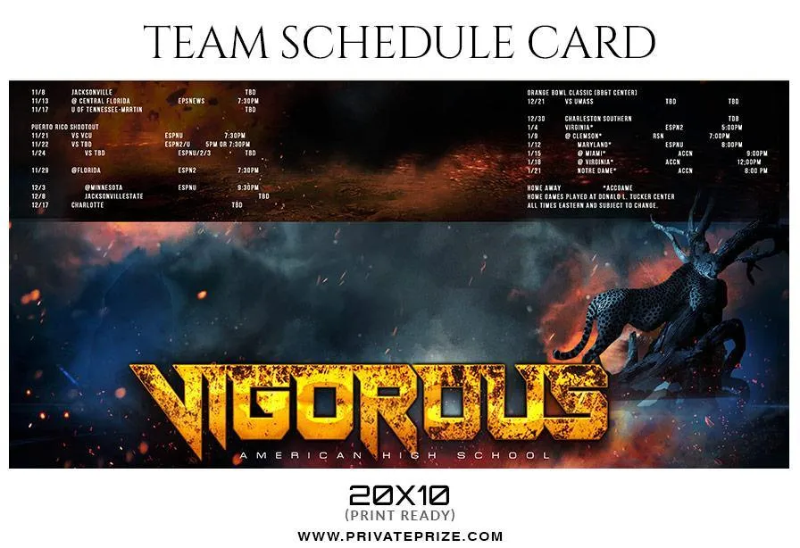 Basketball - Team Sports Schedule Card Photoshop Templates