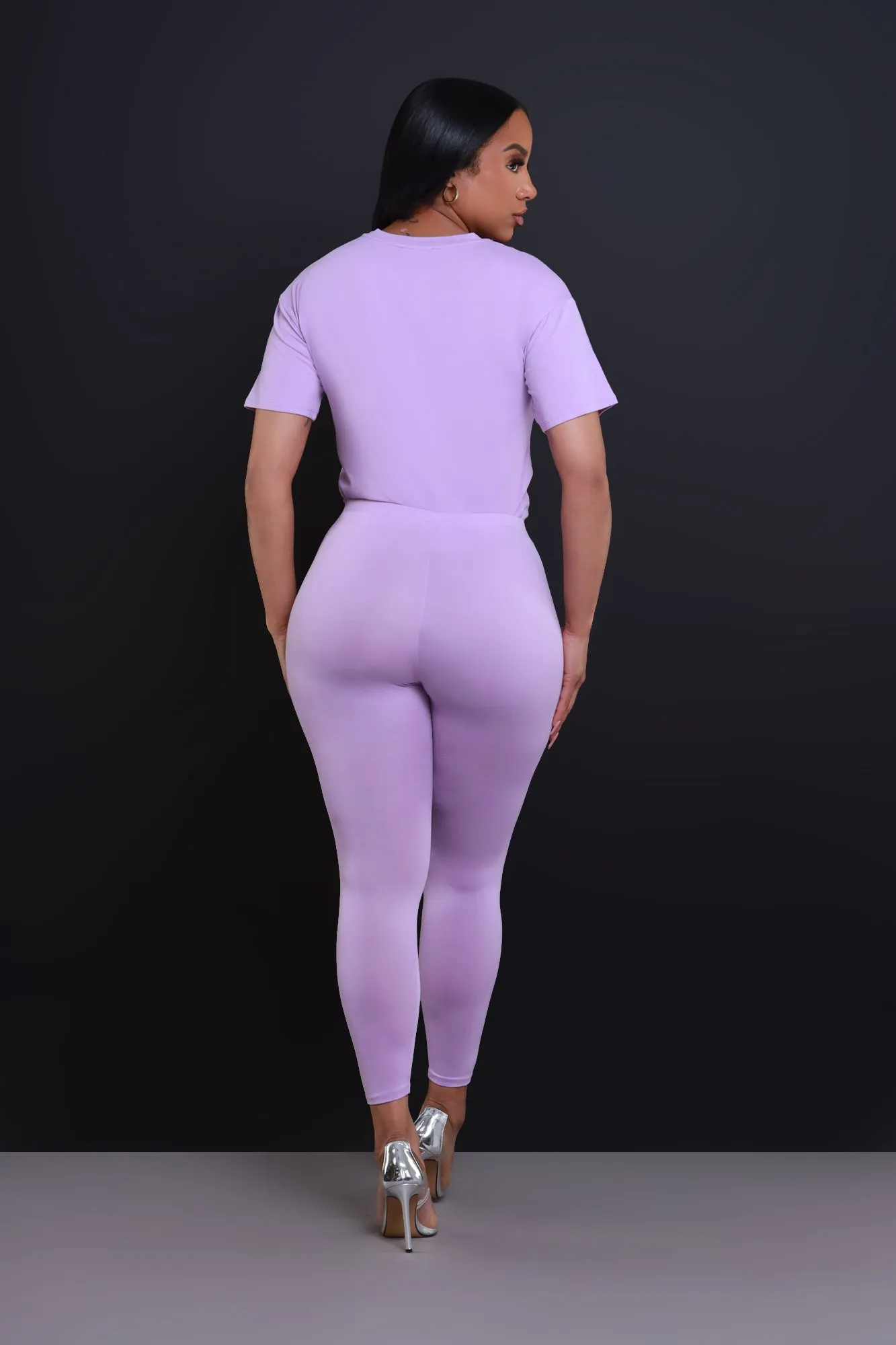 Be Great Short Sleeve Legging Set - Lilac