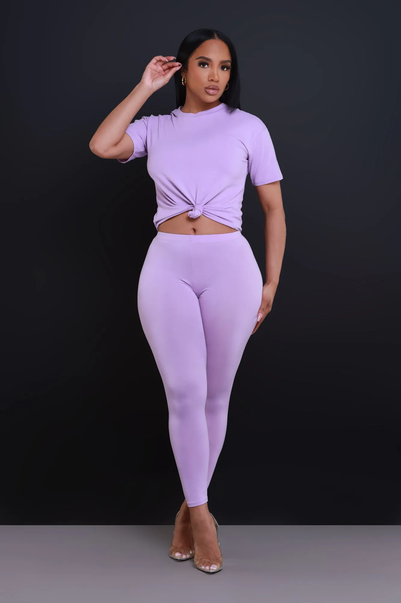 Be Great Short Sleeve Legging Set - Lilac