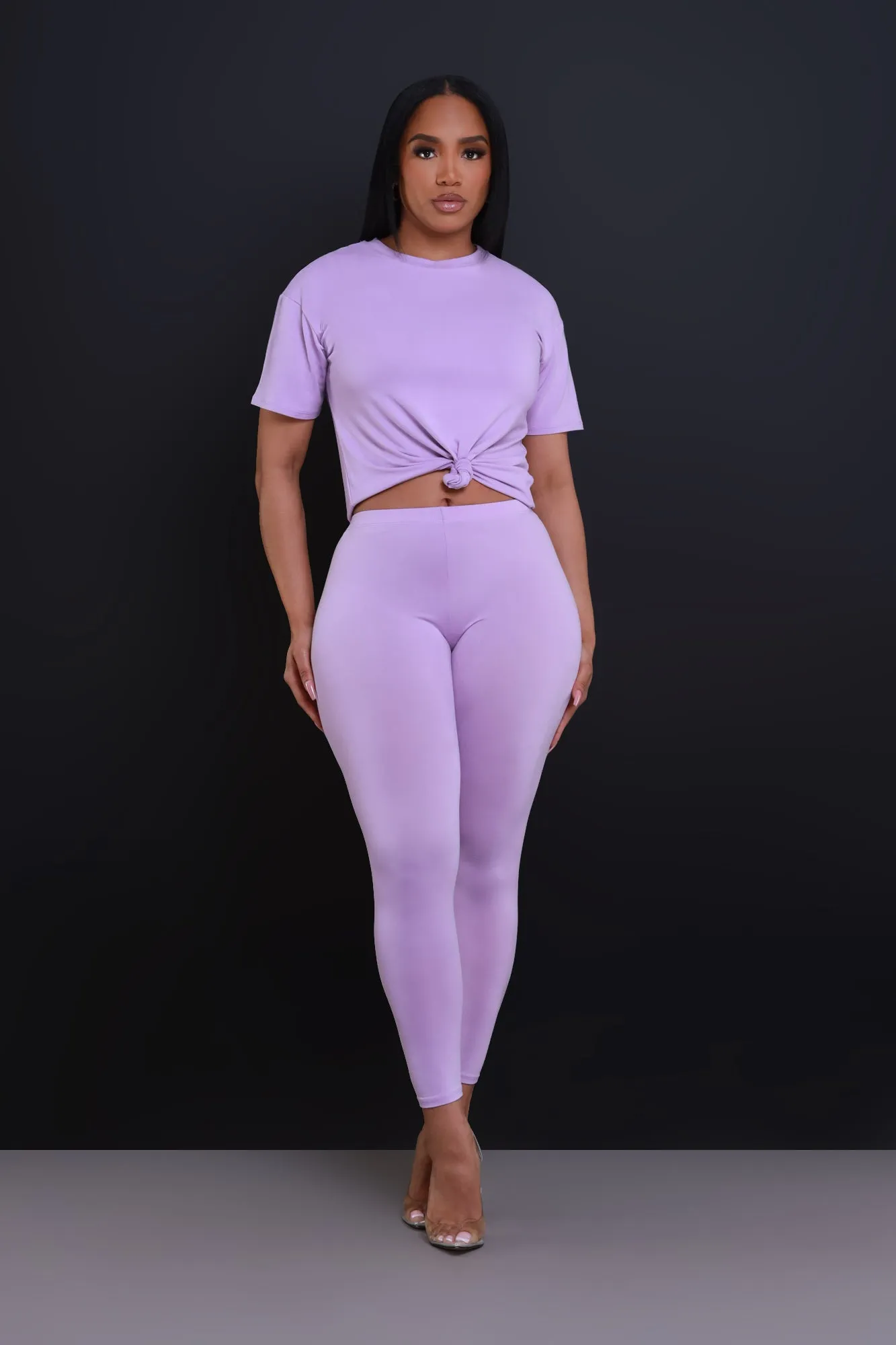 Be Great Short Sleeve Legging Set - Lilac