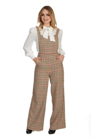 Beige Plaid Hilda Overall Pants by Banned