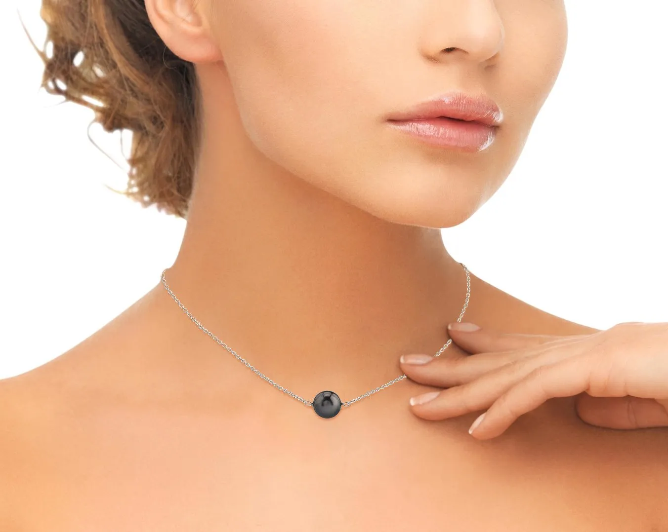 Black Tahitian Pearl Floating Solitaire Pendant