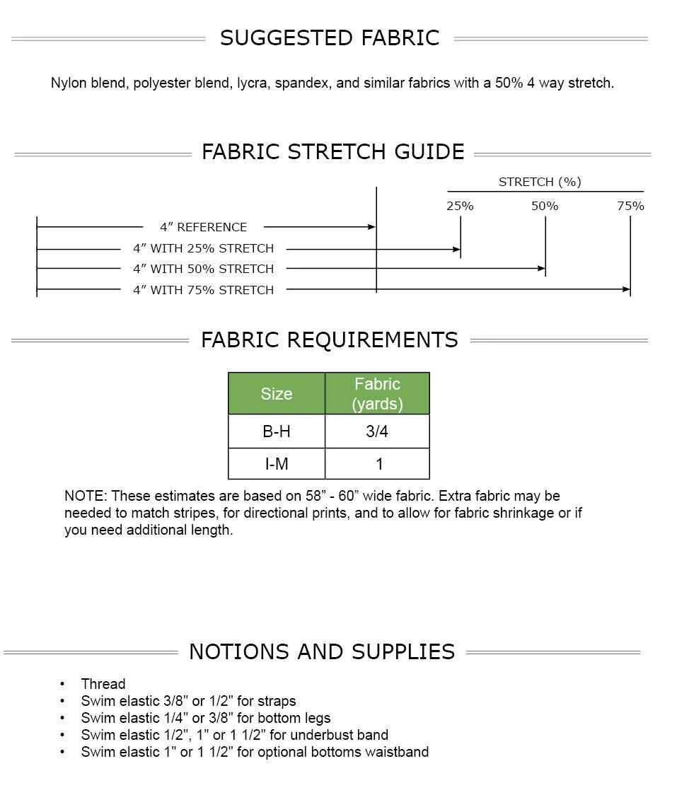 Boca Bay Swimsuit PDF Sewing Pattern Sizes B-M