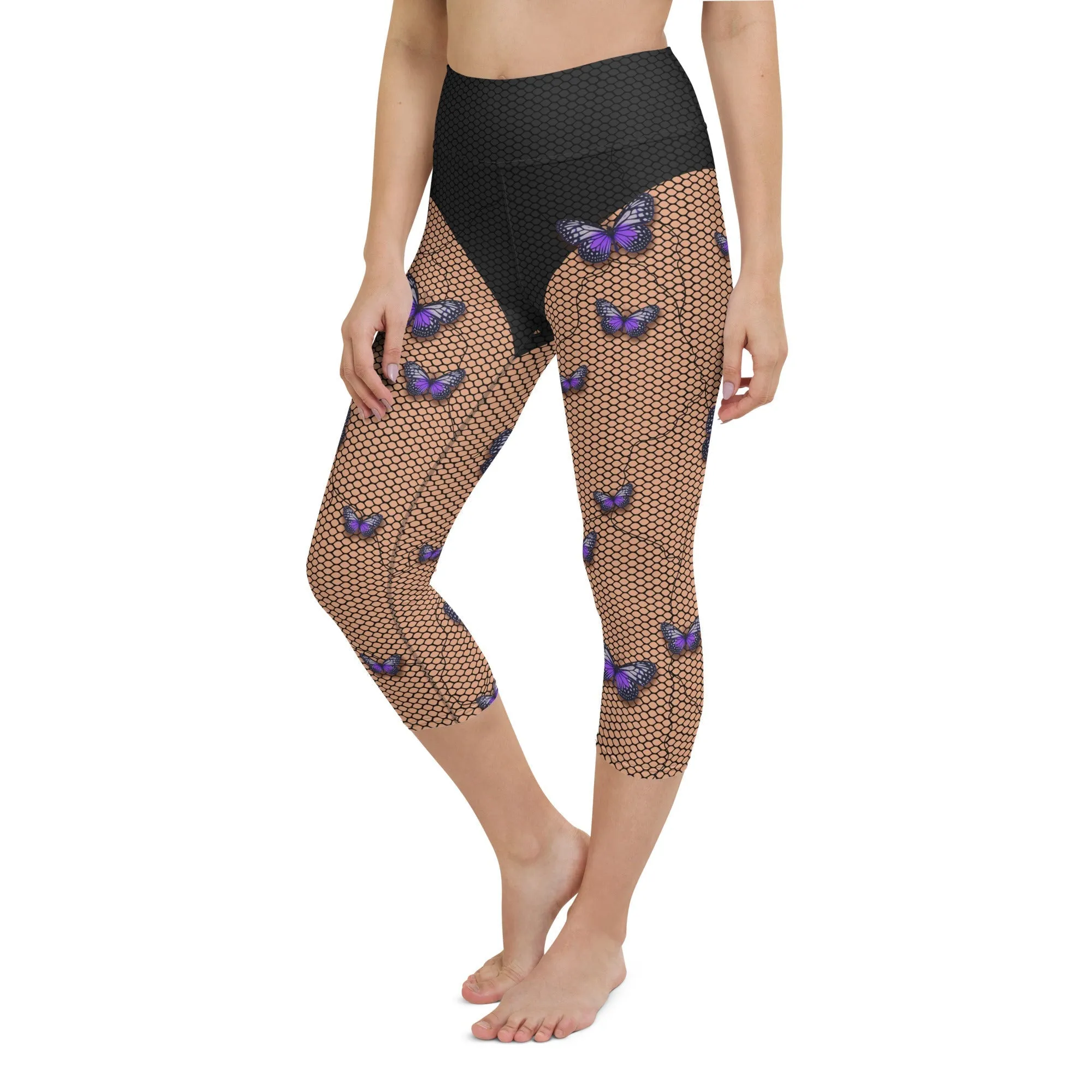 Bold Butterfly Mesh Yoga Capris