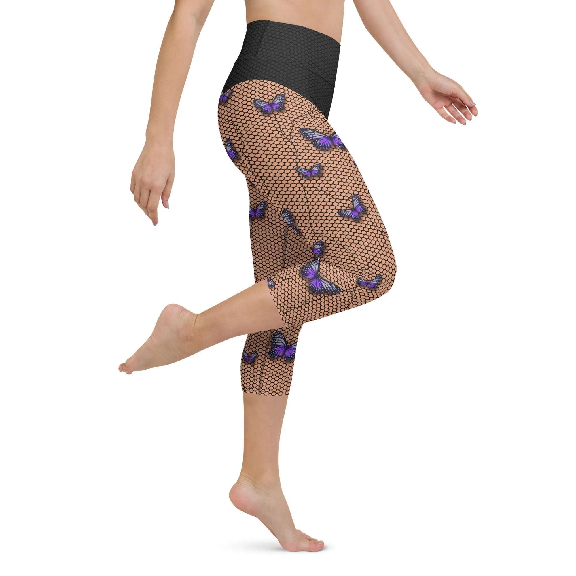 Bold Butterfly Mesh Yoga Capris