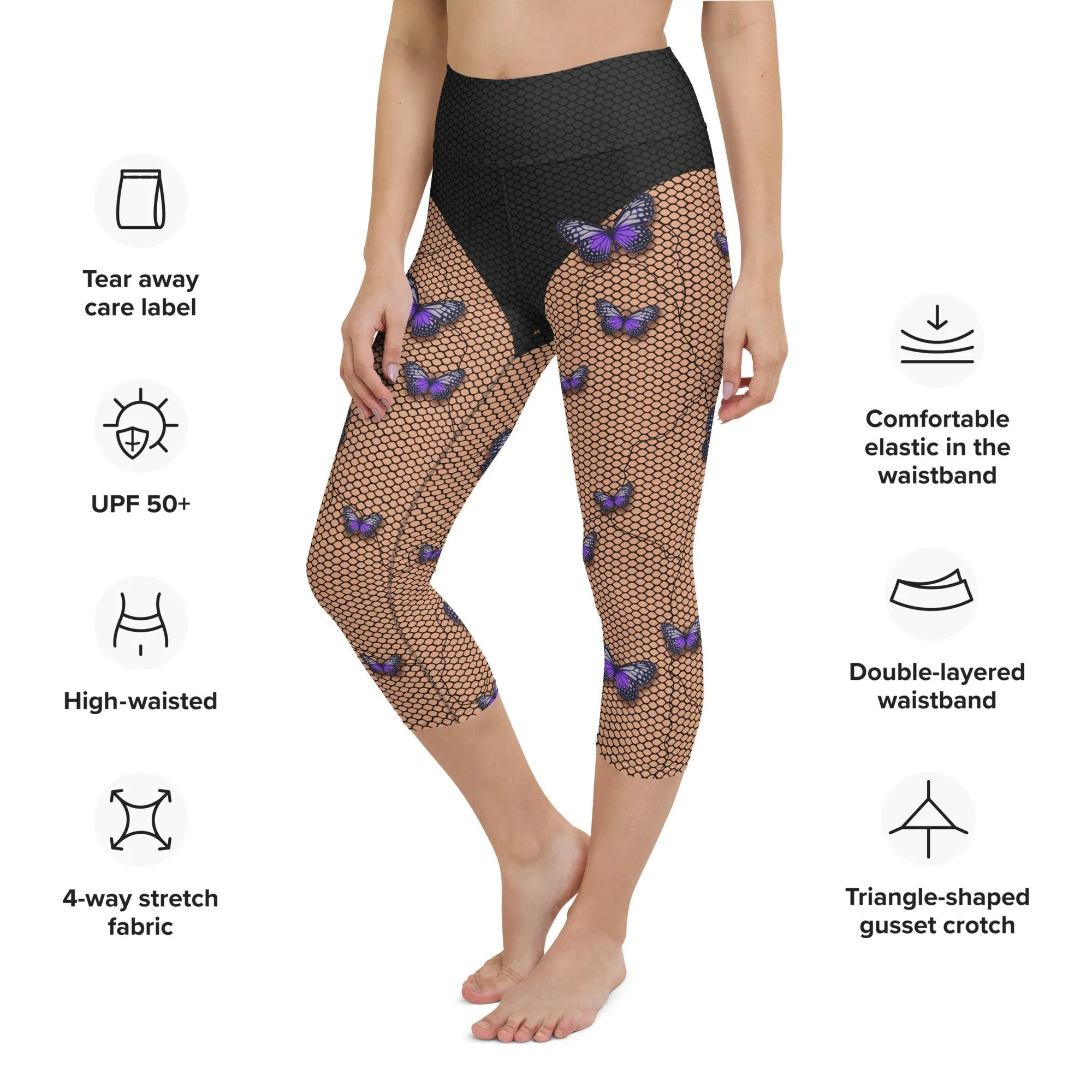 Bold Butterfly Mesh Yoga Capris