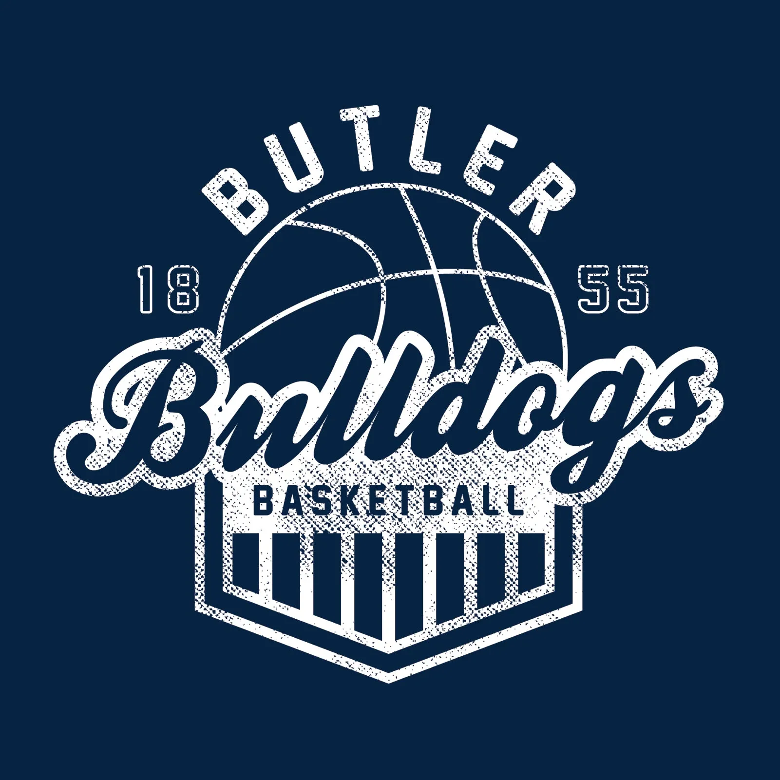 Butler University Bulldogs Vintage Basketball Shield Short Sleeve T Shirt - Navy