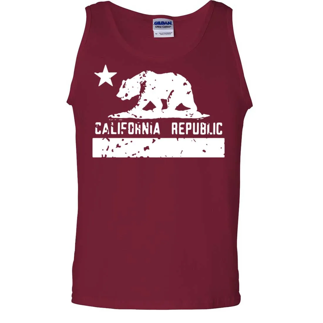 California Flag White Print Silhouette Asst Colors Tank Top