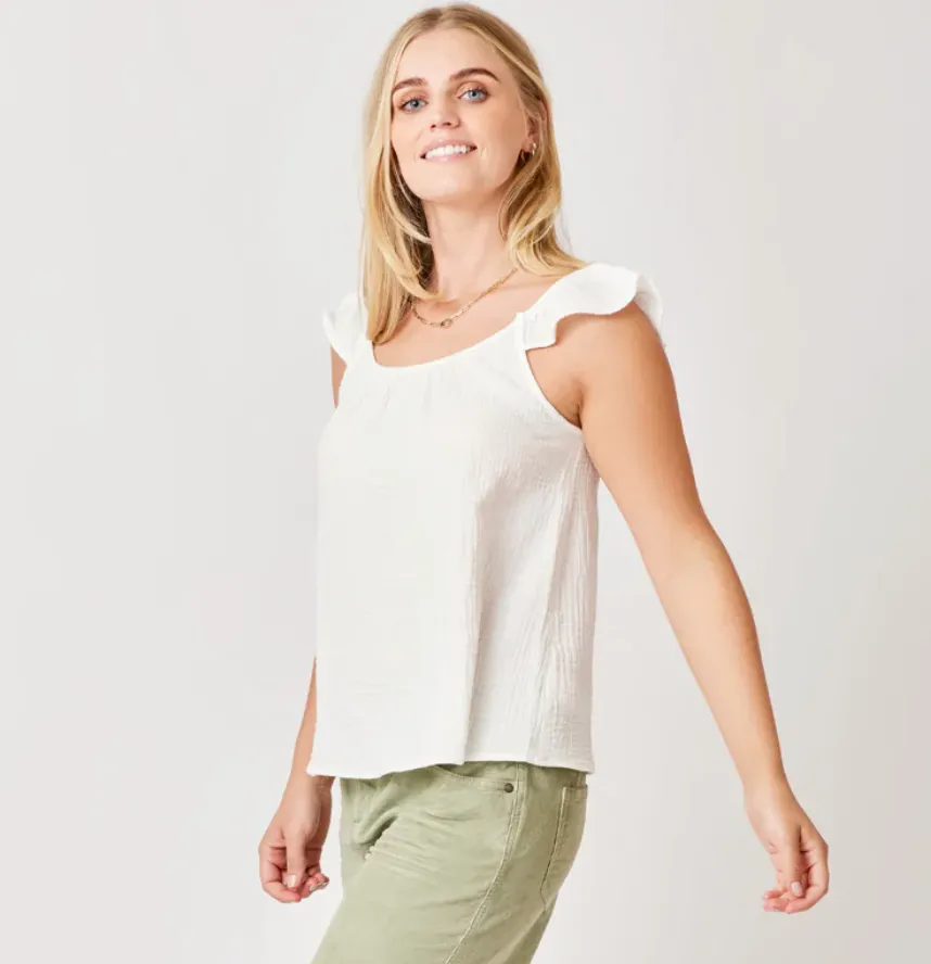 Carve Ruffle Corrine Cotton Gauze Tank - 2 Colors!