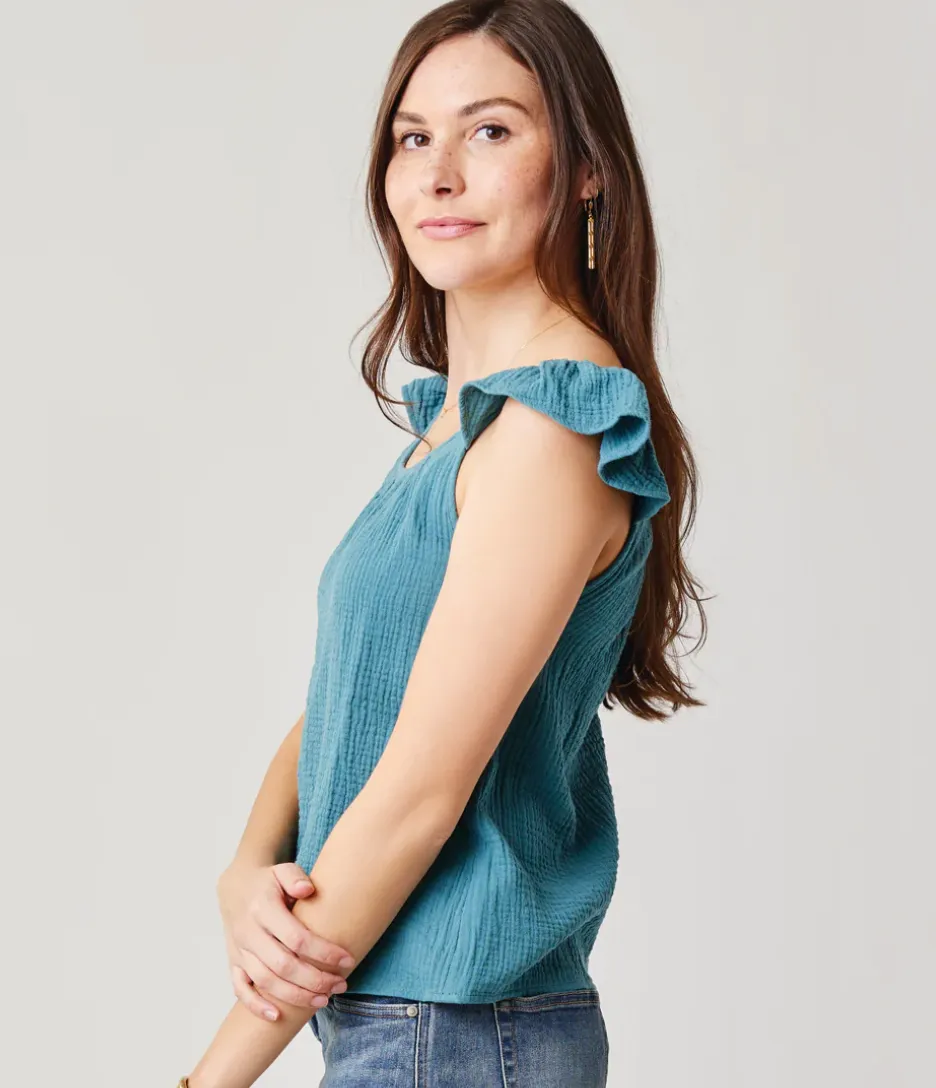 Carve Ruffle Corrine Cotton Gauze Tank - 2 Colors!