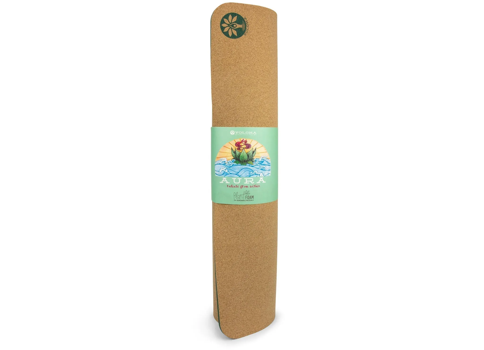 Chakras Aura Cork Yoga Mat   Plant Foam by Yoloha Yoga