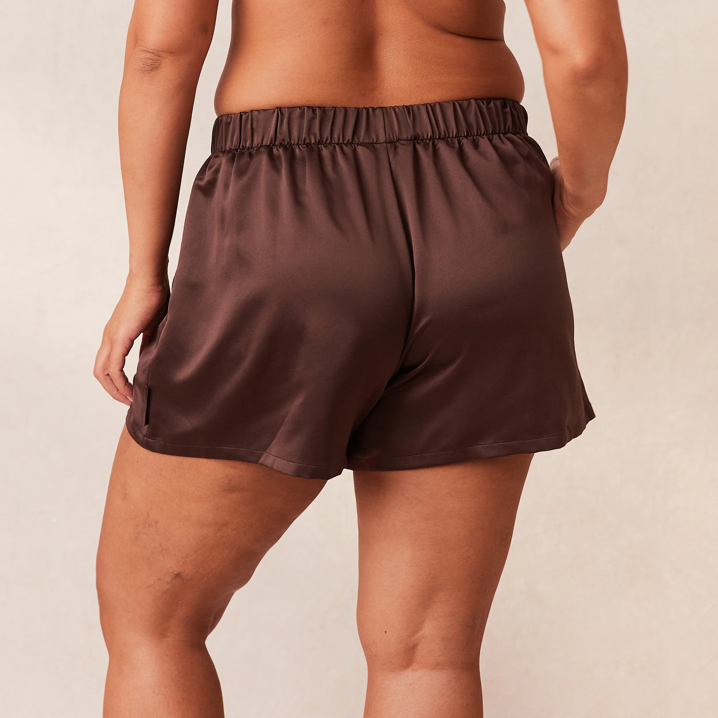 Classic Satin Pyjama Shorts - Chocolate