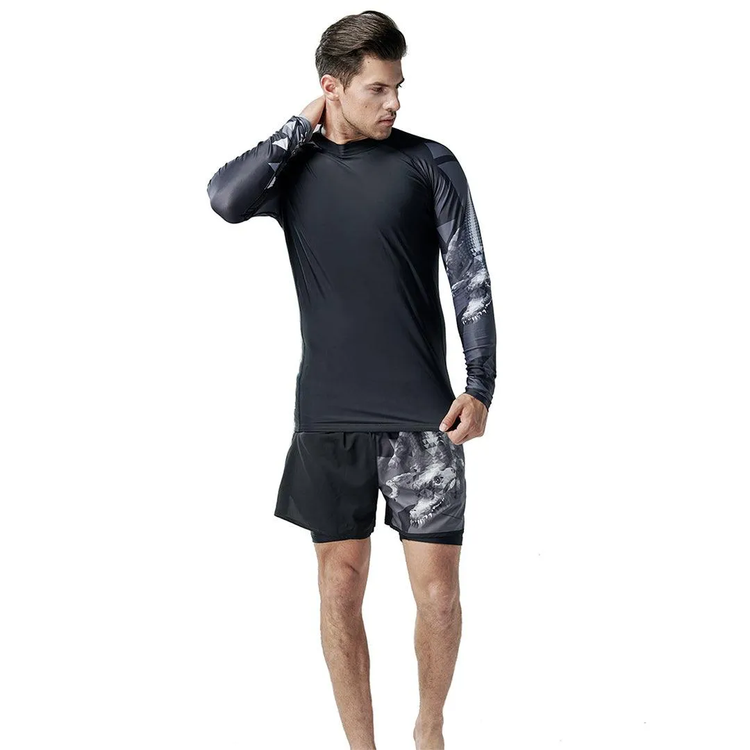 Classic UPF50  Mens 2 in 1 Compression Shorts - Alligator Style