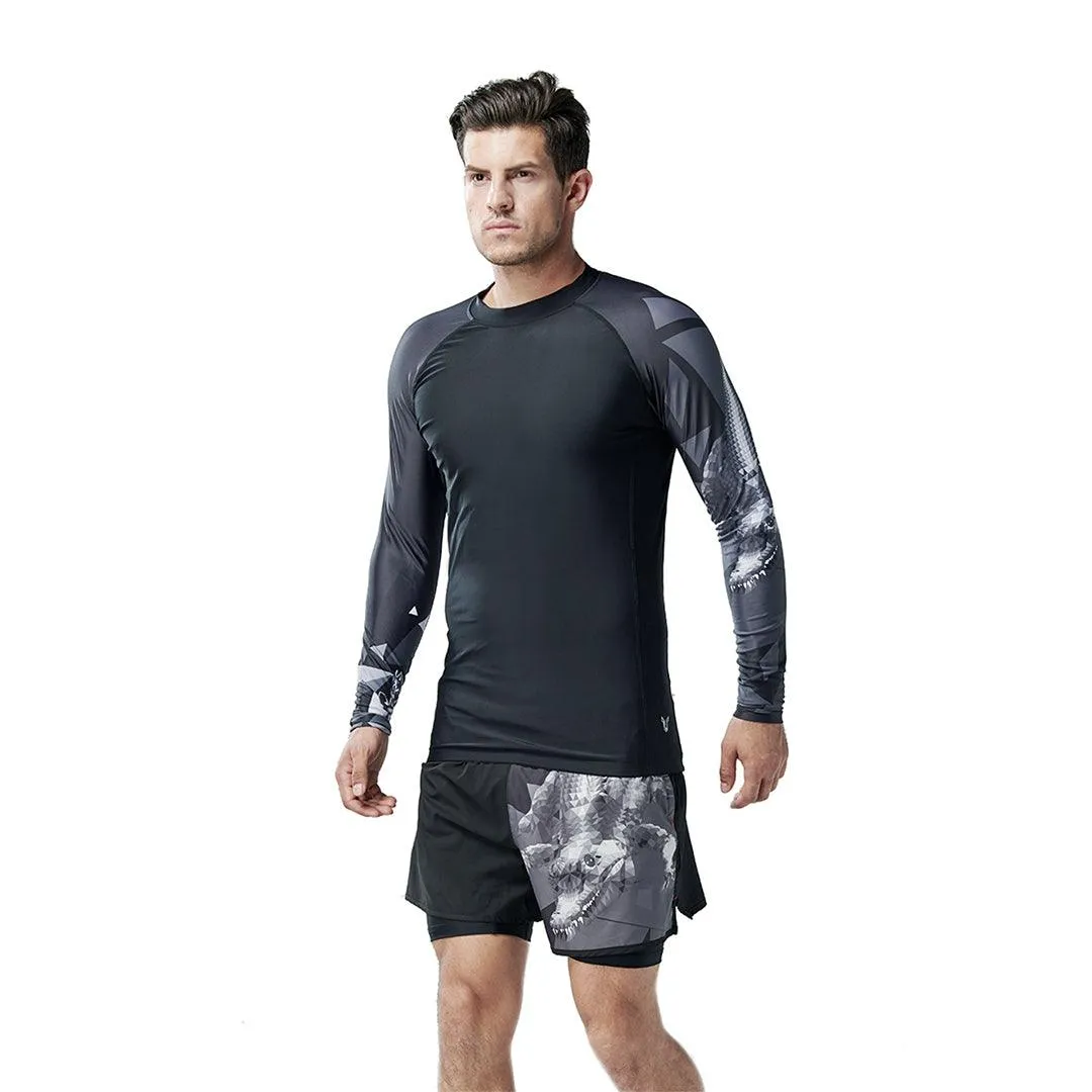 Classic UPF50  Mens 2 in 1 Compression Shorts - Alligator Style