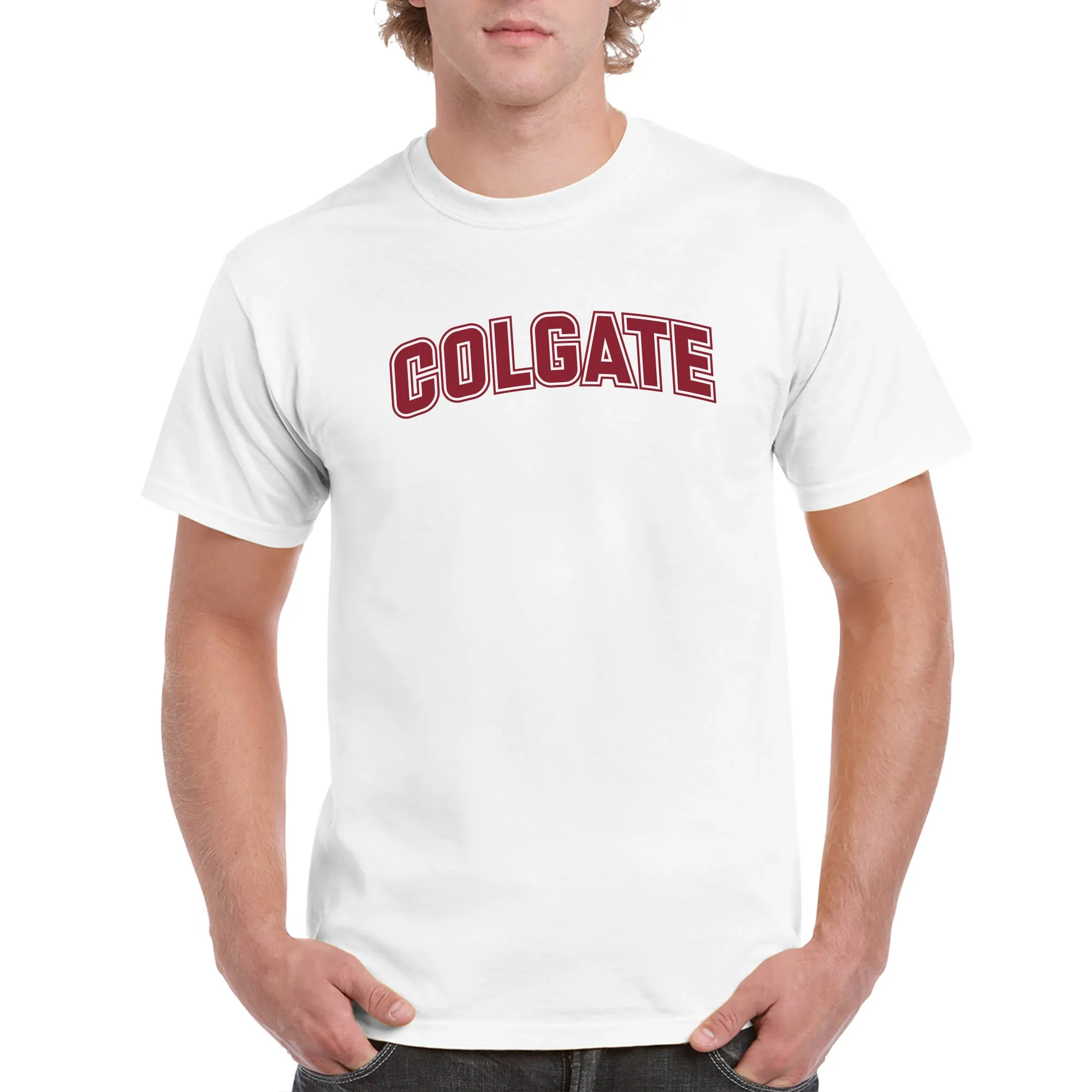 Colgate University Raiders Arch Logo Short Sleeve T Shirt - White