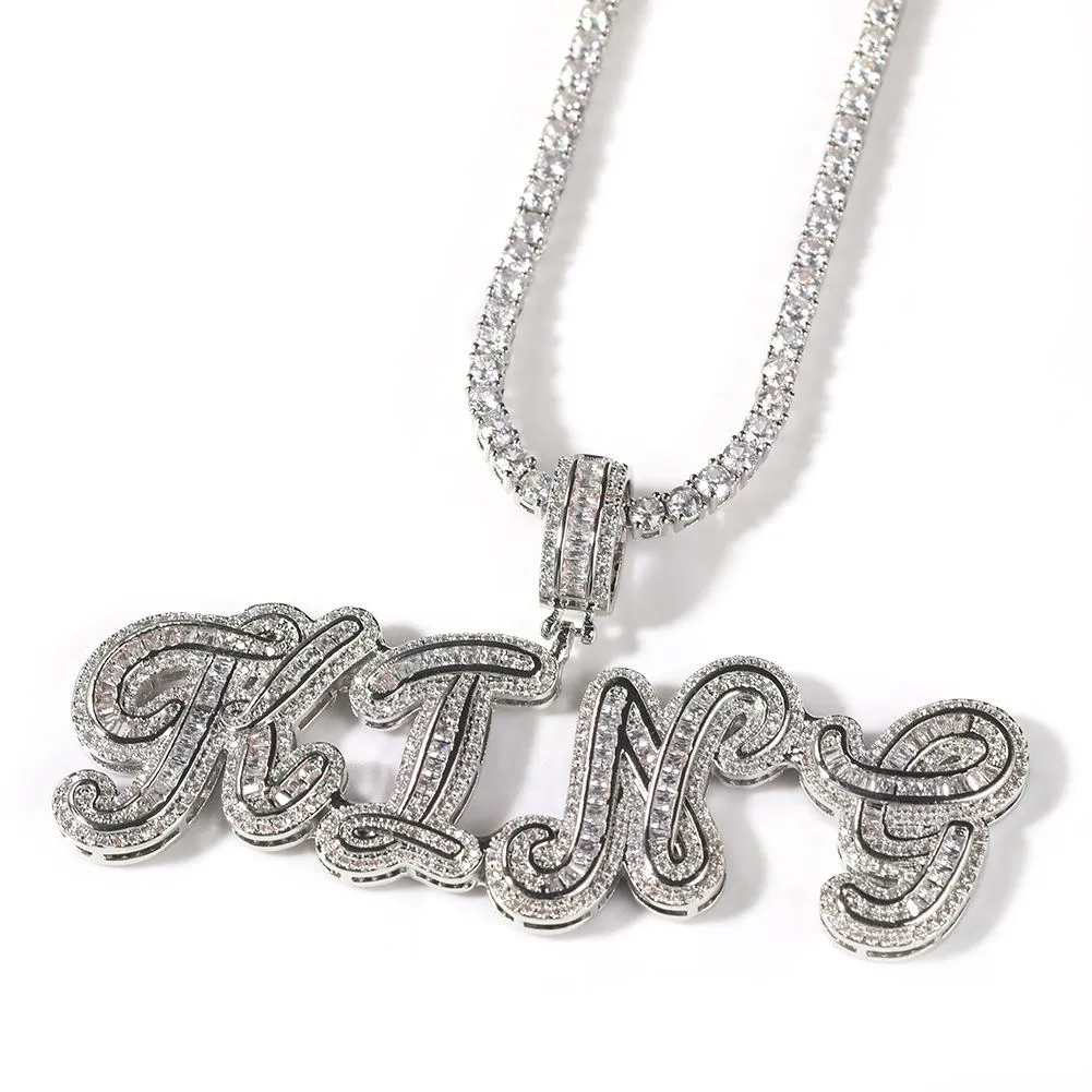 【Custom】Iced Cursive Letter Pendant