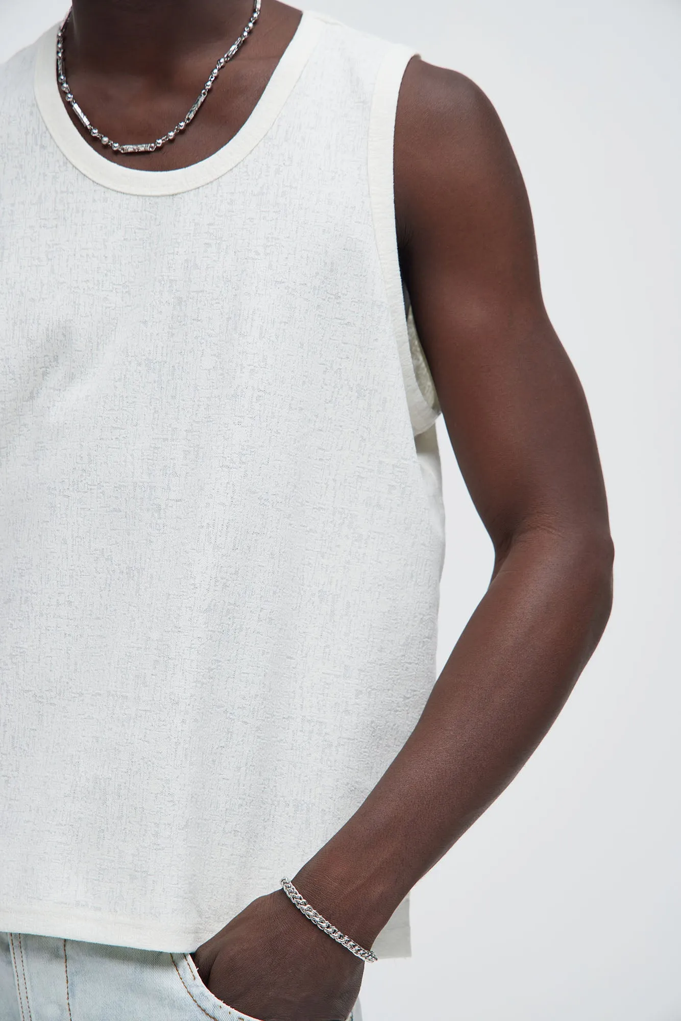 Duval Textured Relaxed Tank - Off White