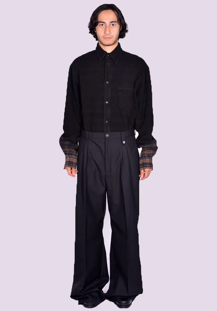 EGONLAB. AW24PT003A LARGE PANTS BLACK WOOL (New season FW24)