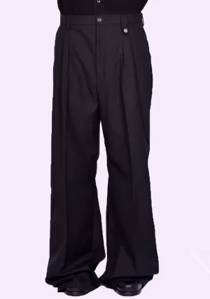 EGONLAB. AW24PT003A LARGE PANTS BLACK WOOL (New season FW24)