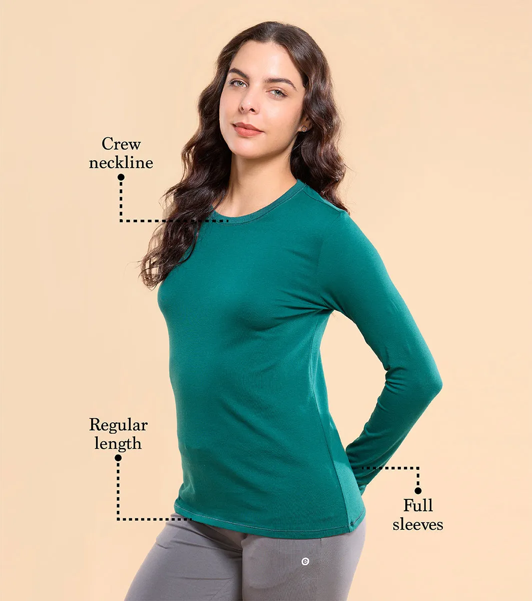 Enamor E057 Essentials Cotton Long Sleeve Crew Tee