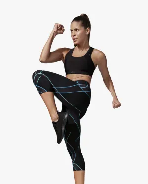 Endurance Generator Joint & Muscle Support 3/4 Compression Tight: Women's Black/Cyan