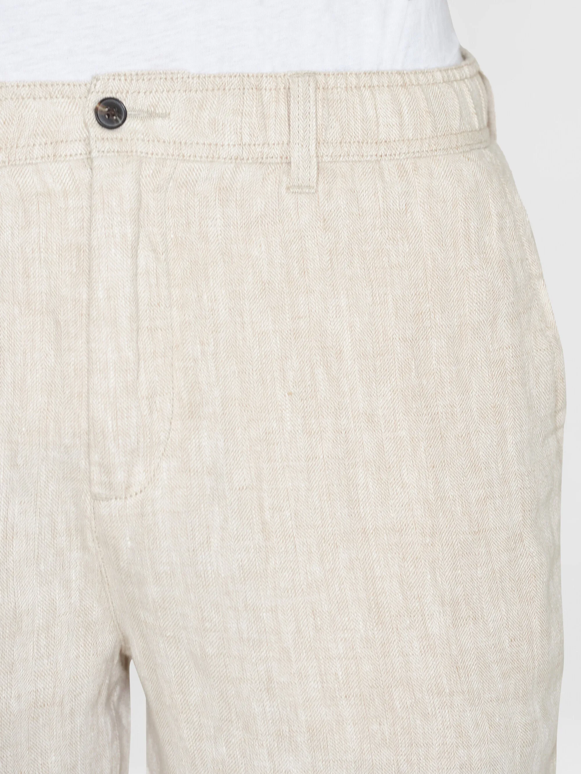 FIG loose herringbone linen elastic waist shorts - GOTS/Vegan - Light feather gray