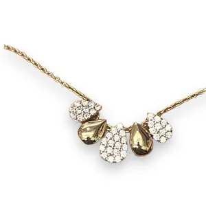 Five Pear Teardrop Arc pendant layering necklace with Diamonds