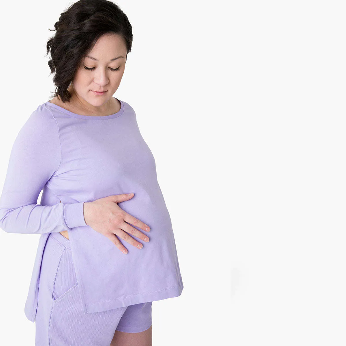 Free Organic Maternity Pajama Set_Lavender