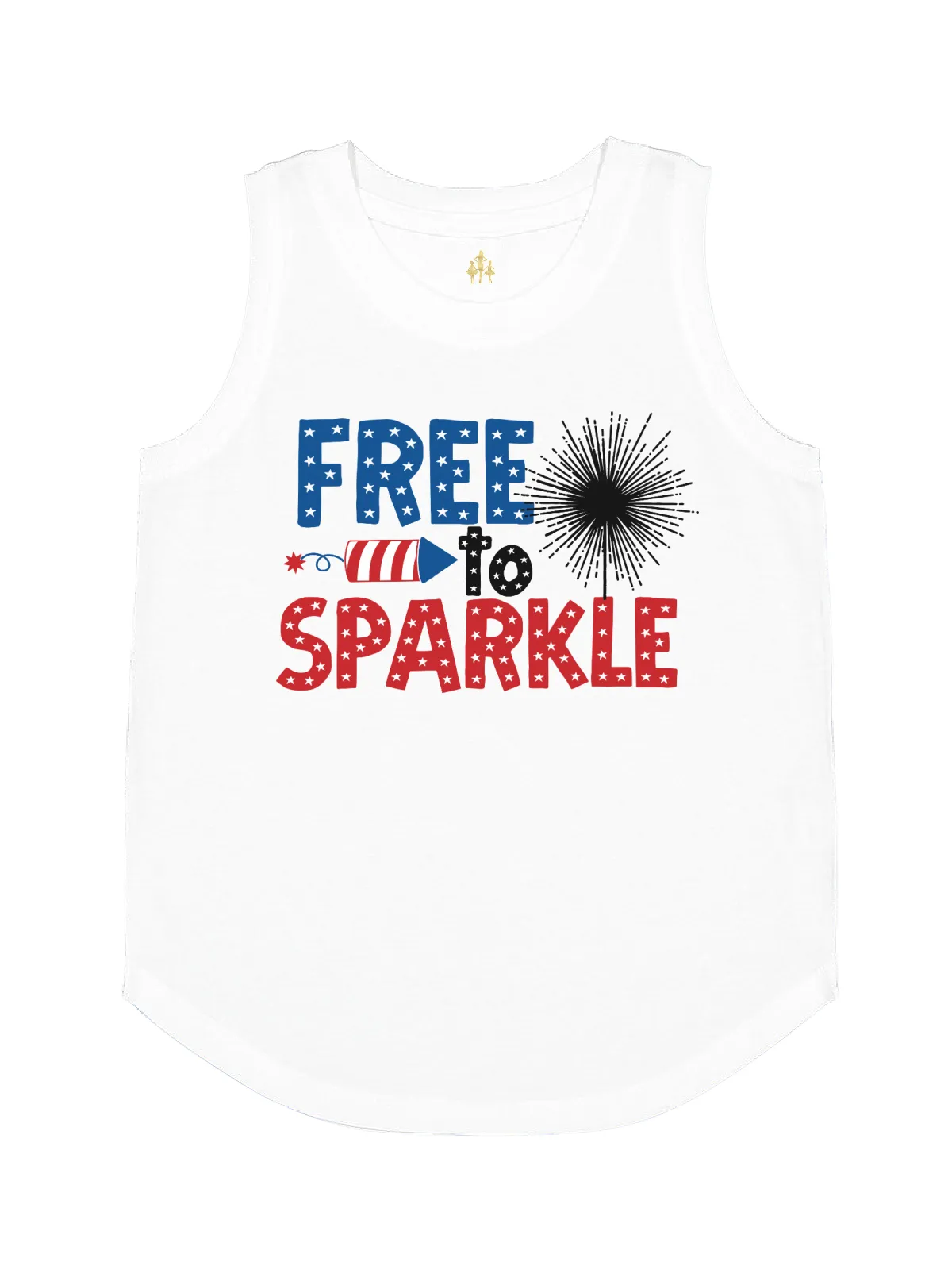 Free to Sparkle Girls Tank - White & Black