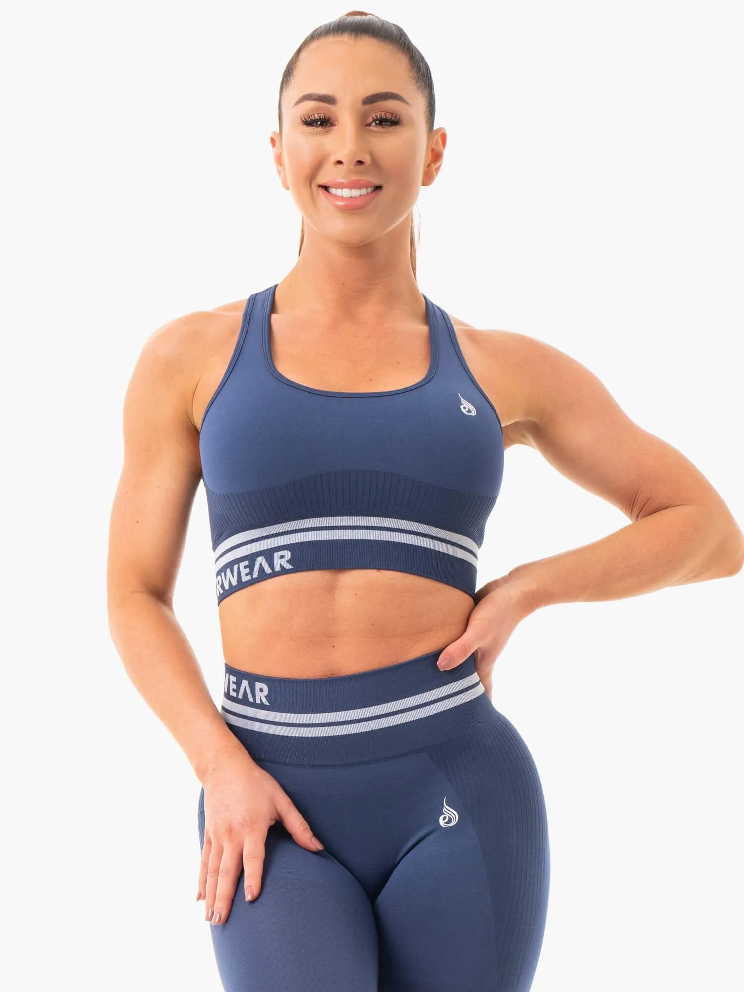 Freestyle Seamless Longline Sports Bra - Steel Blue