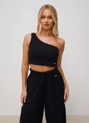 Gym King Asymmetric Crop - Black